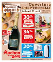 Ouverture exceptionnelle 21 avril chez Auchan Valable du 11 au 21 avril 2025