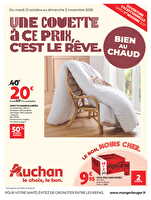 Bien au chaud : une couette à ce prix, c'est le rêve des magasins Auchan Valable du 21 octobre au 02 novembre 2025