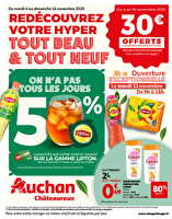 Réouverture : redécouvrez votre hyper !  des magasins Auchan Valable du 04 au 16 novembre 2025