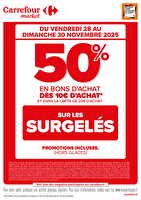 Opération bons d’achat chez Carrefour market Valable du 28 au 30 novembre 2025
