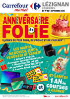 Anniversaire de folie chez Carrefour market Valable du 01 au 05 septembre 2026