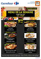 Menu cafétéria de la semaine des magasins Carrefour Valable du 19 au 24 janvier 2026
