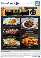 Menu de la semaine des magasins Carrefour Valable du 12 au 16 octobre 2026