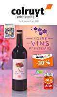 Foire aux vins de printemps chez Colruyt Valable du 26 mars au 20 avril 2025
