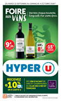 Foire aux vins consultation en avant-première ! des magasins Hyper U Valable du 22 septembre au 04 octobre 2026