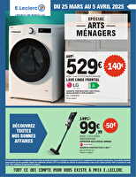 Spécial arts ménagers chez Leclerc Valable du 25 mars au 05 avril 2025