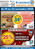 Calendrier de l'avent 1 des magasins Leclerc Valable du 19 au 22 novembre 2025