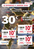 Bons d'achat 4 janvier chez Leclerc Valable du 29 décembre 2025 au 04 janvier 2026
