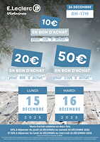 Bon d'achat decembre n°2 chez Leclerc Valable du 15 au 17 décembre 2025