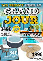 Destockage plein air  des magasins Leclerc Valable du 31 mars au 18 avril 2026