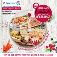Carte traiteur permanente des magasins Leclerc Valable du 13 avril au 29 novembre 2026