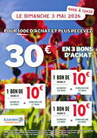 Bons d'achat 3 mai chez Leclerc Valable du 30 avril au 03 mai 2026