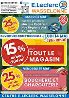 Ouverture ascension des magasins Leclerc Valable du 12 au 16 mai 2026