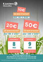 Operation bon d'achat par palier des magasins Leclerc Valable du 08 au 09 mai 2026