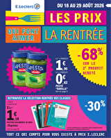 La rentrée à petits prix chez Leclerc Valable du 18 au 29 août 2026
