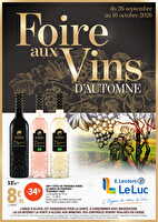Foire aux vins d'automne 2026 des magasins Leclerc Valable du 26 septembre au 10 octobre 2026