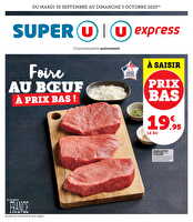 Foire au boeuf à prix bas ! des magasins Super U Valable du 30 septembre au 05 octobre 2025