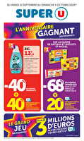 Anniversaire gagnant des magasins u chez Super U Valable du 22 septembre au 04 octobre 2026
