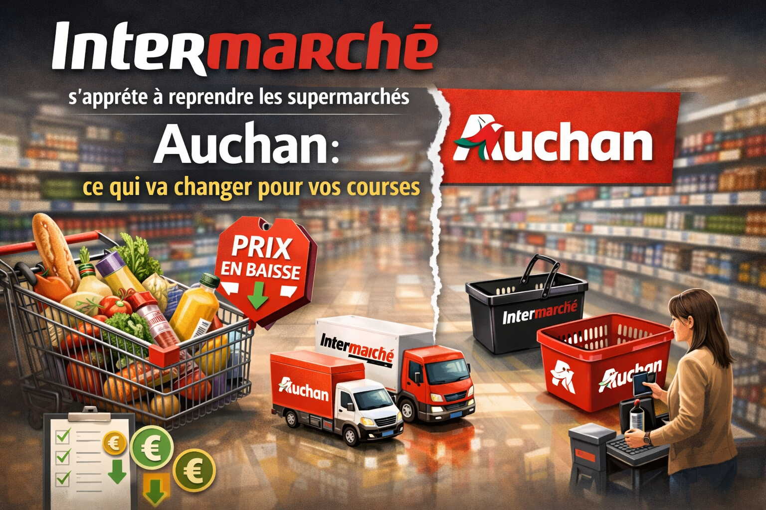 Intermarché s'apprête à reprendre les supermarchés Auchan : ce qui va changer pour vos courses